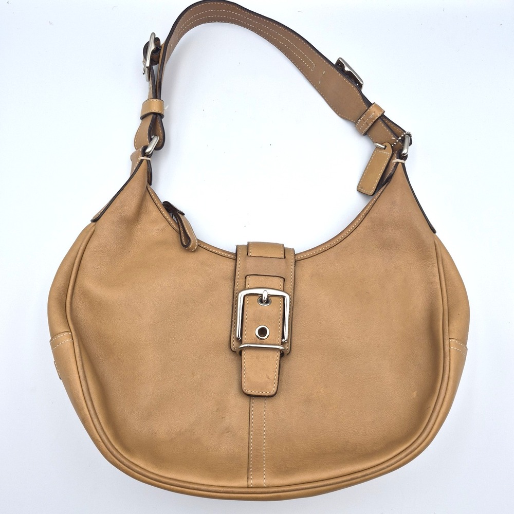 Coach Vintage Hamptons Leather Buckle Hobo Shoulder Bag 7548 Camel